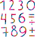 Bright numbers from 1 to 10 and mathematical signs Royalty Free Stock Photo